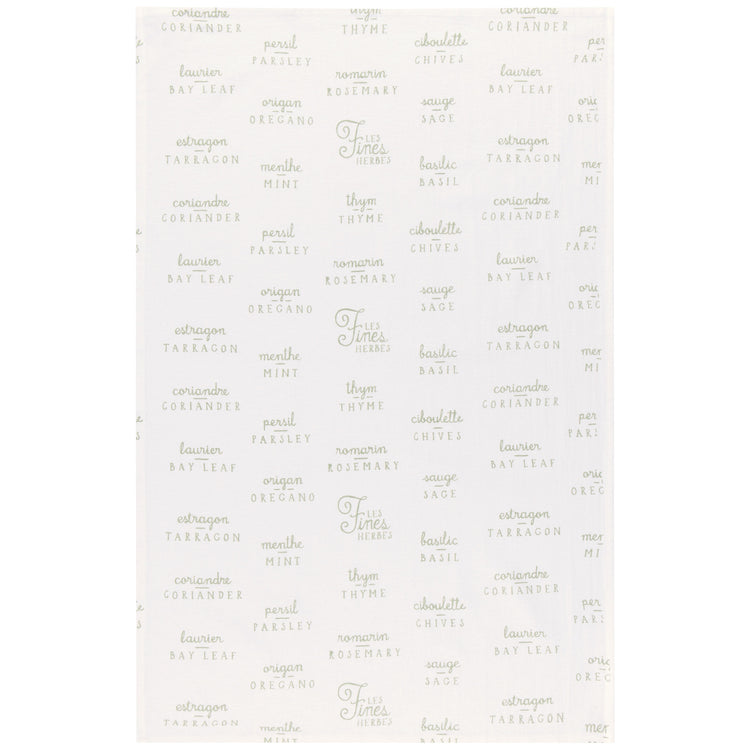 Herbs Print Sage Green Floursack Dishtowels Set of 2