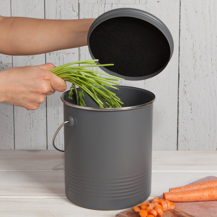 Compost Metal Bin Charcoal 1.25 Gallon