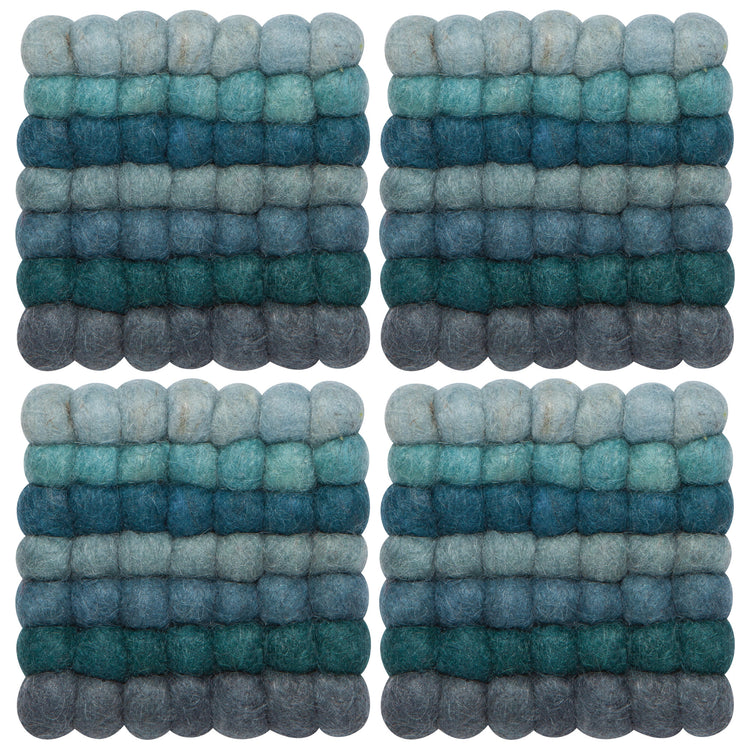 Lagoon Wool Felt Ball Coasters Set of 4