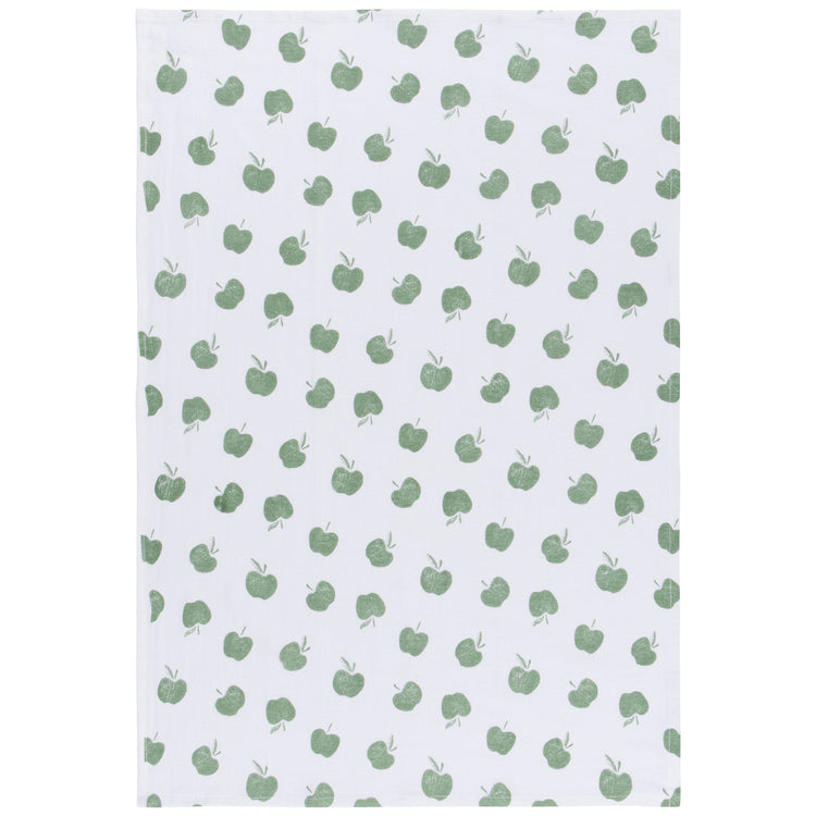 Apples Print Elm Green Floursack Dishtowels Set of 2