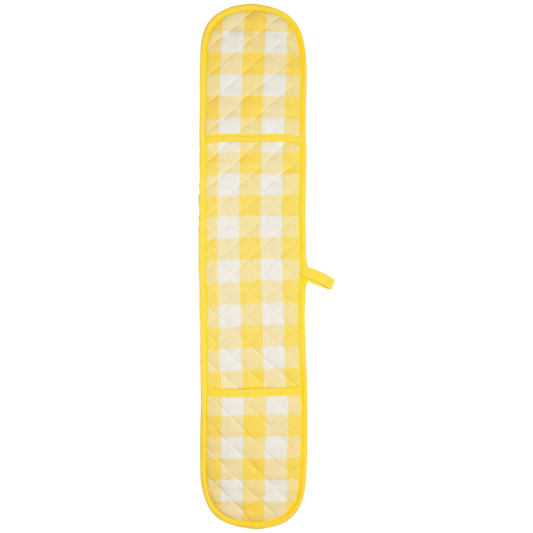 Lemon Yellow Check Long Double Handed Chef Mitt