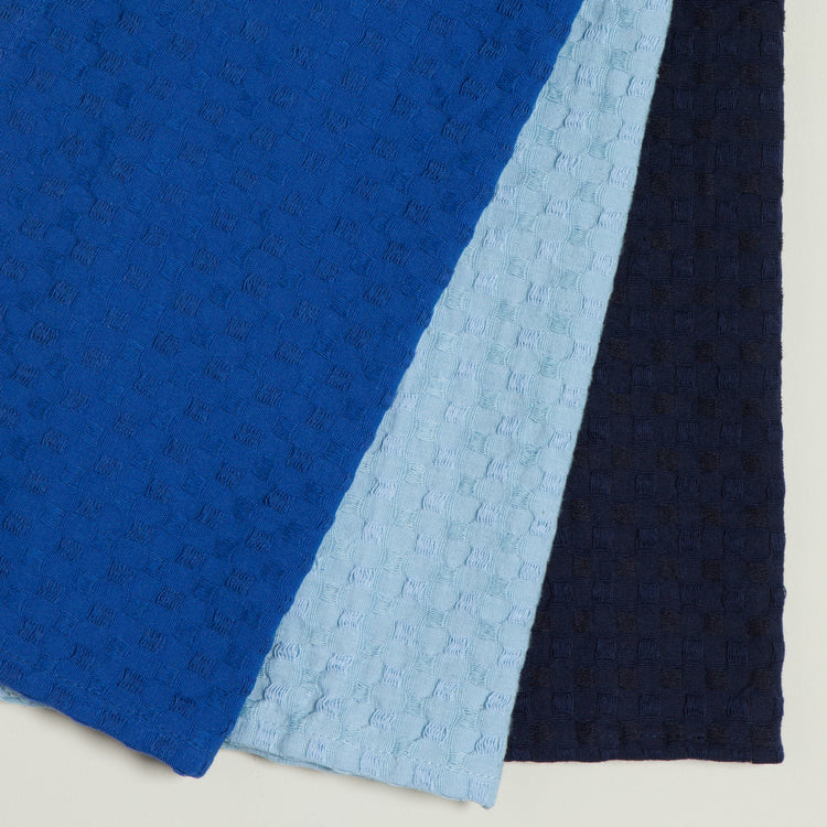 Recycled Cotton Dishcloths in Basket Marine Set of 3