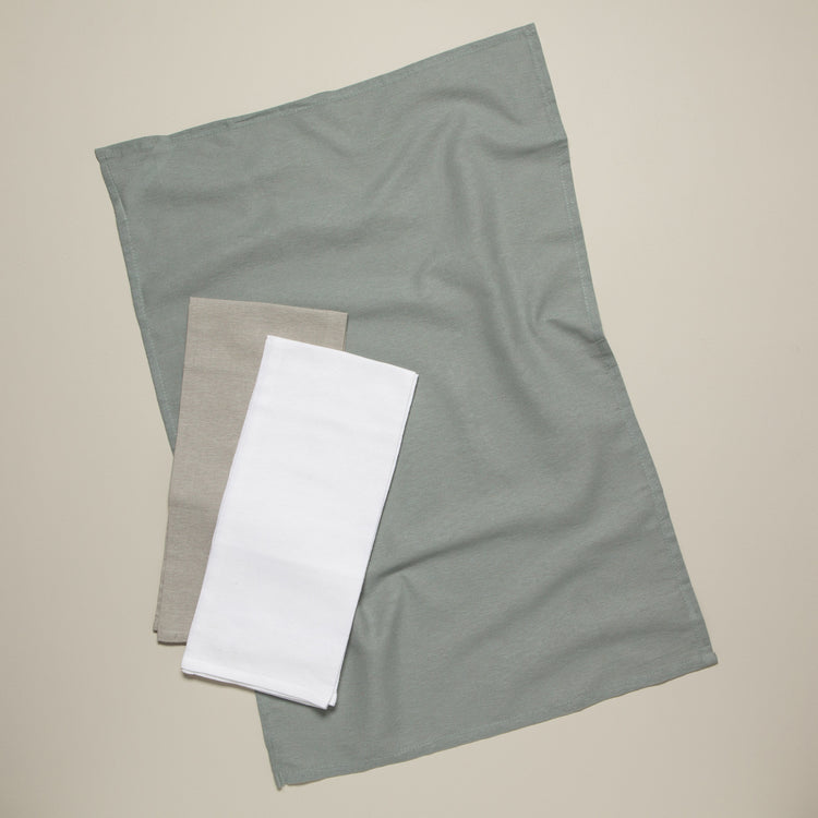 Gray White Moonstruck Floursack Dishtowels Set of 3