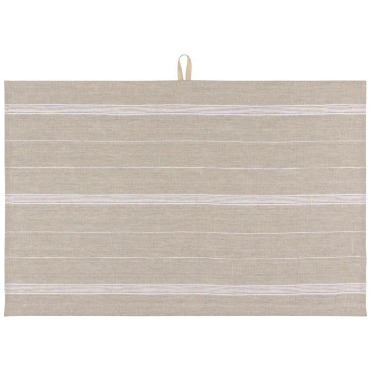 White Maison Stripe Linen Dishtowel