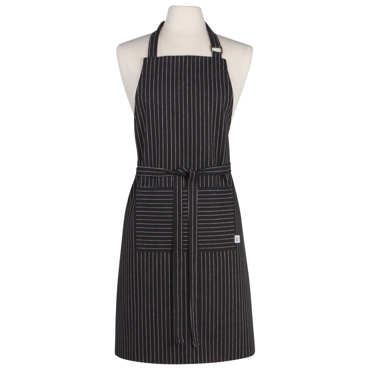 Black Pinstripe Chef's Apron