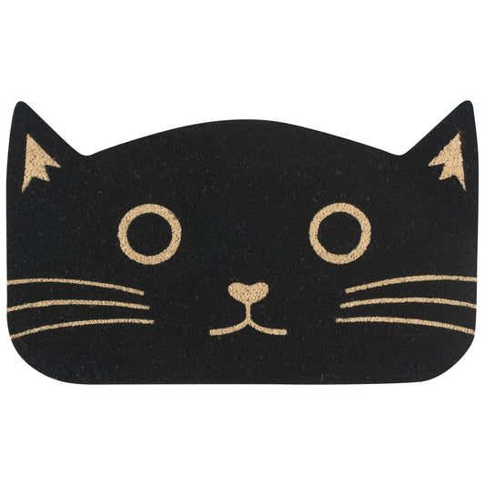 Black Cat Shaped Coir Doormat