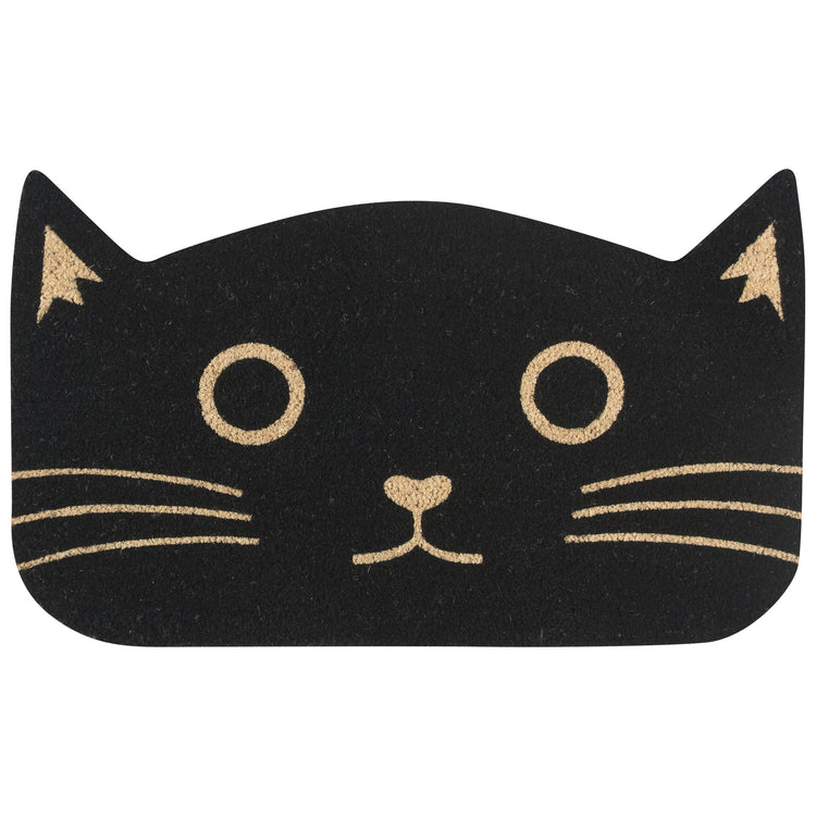 Black Cat Shaped Coir Fibre Doormat