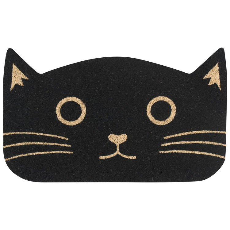 Black Cat Shaped Coir Doormat