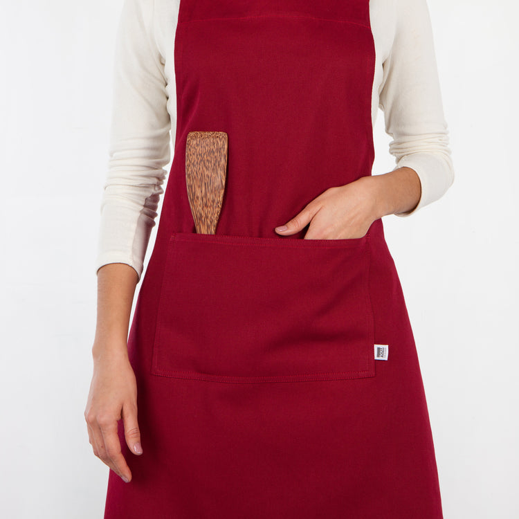 Carmine Red Cotton Chef's Apron