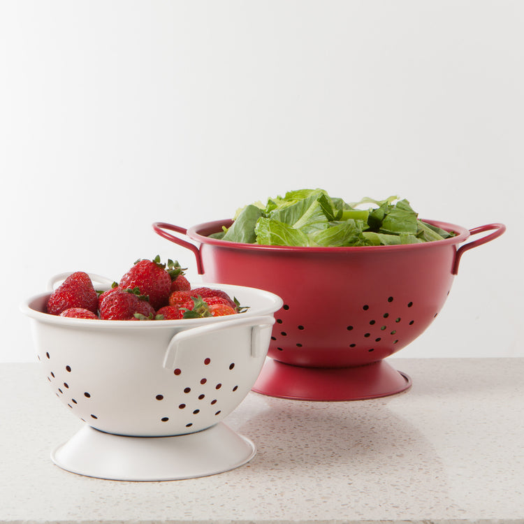 Matte Steel Carmine Red Colander Large