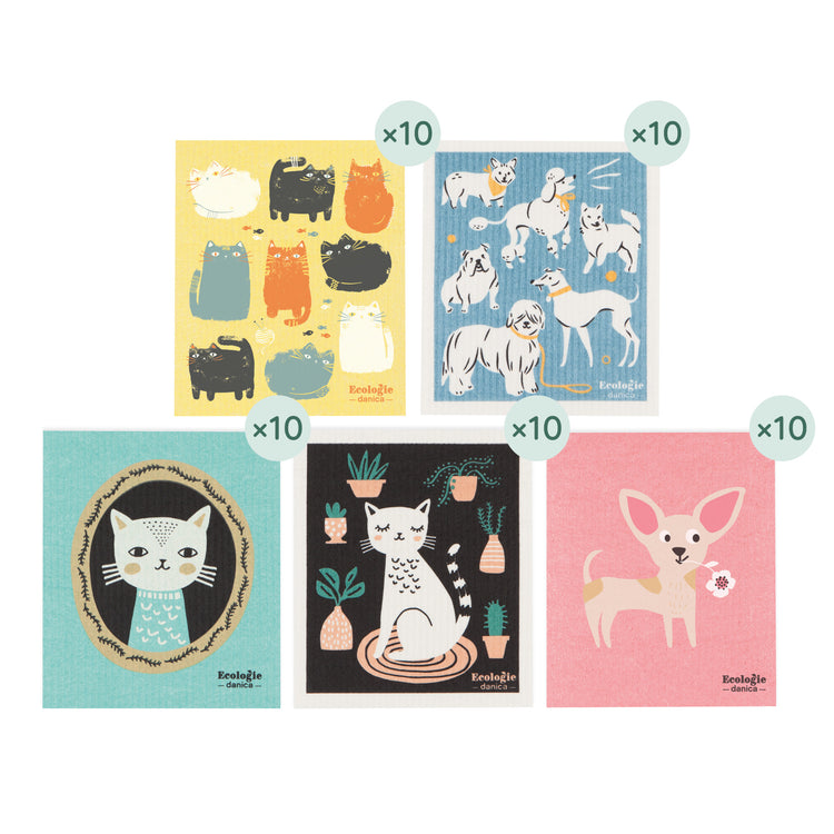 Cats and Dogs Swedish Sponge Cloth Counter Display Unit