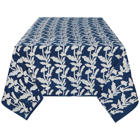 Flourish Block Print Tablecloth 90 x 60 inch