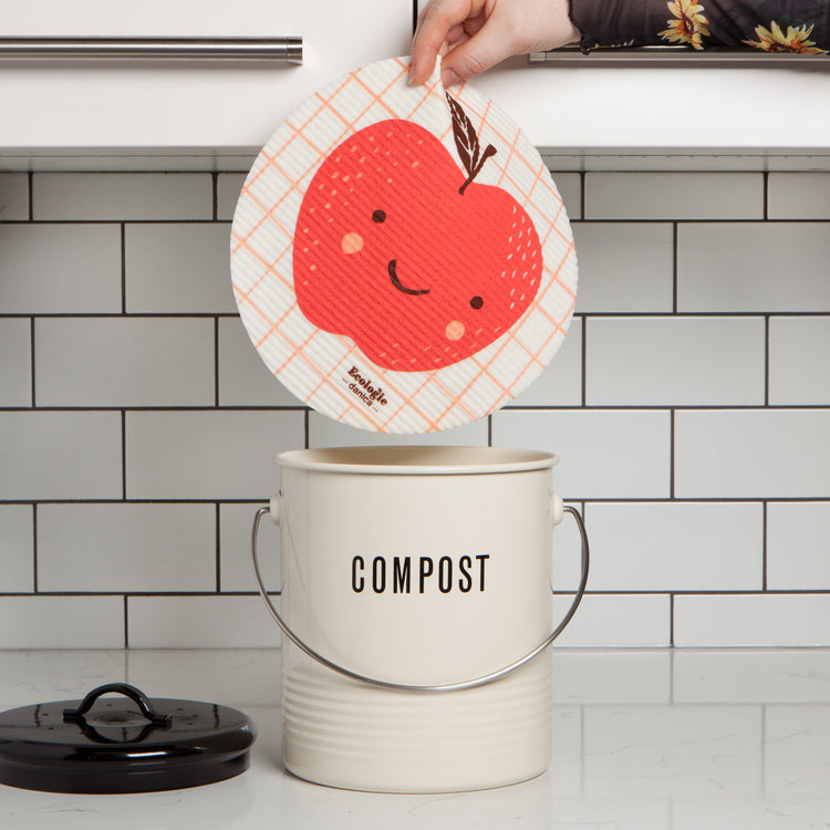 Fruit Face Apple Round Dishcloth