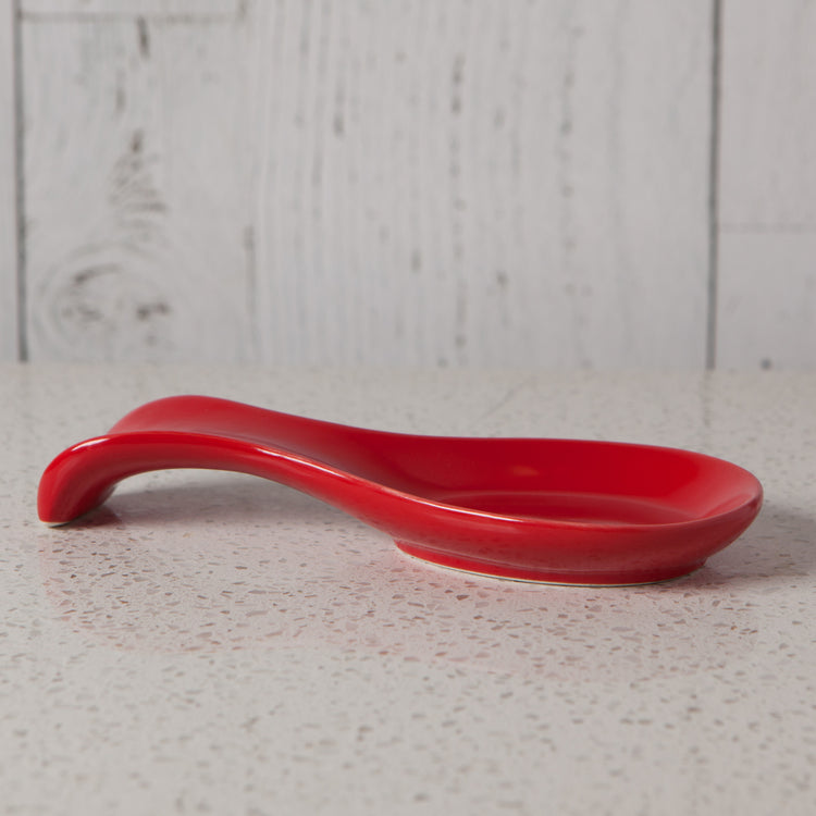 Red Stoneware Spoon Rest