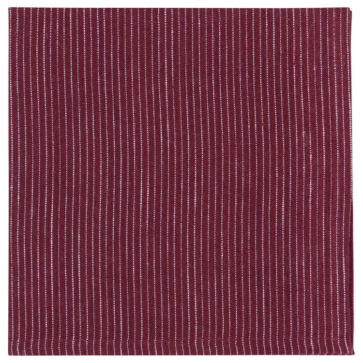 Wine Pinstripe Linen Napkins Set of 4