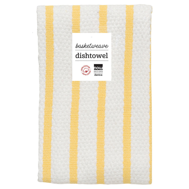 Basketweave Lemon Yellow Dishtowel