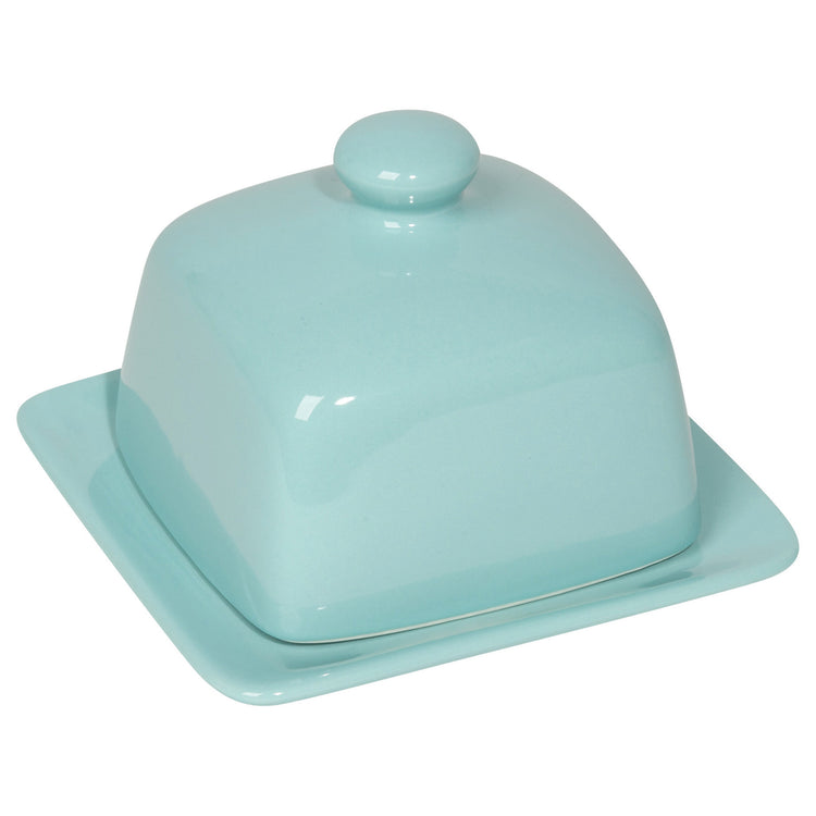 Square Eggshell Blue Butter Dish