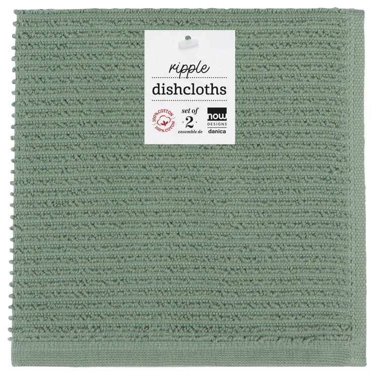 Ripple Elm Green Dishcloths Set of 2