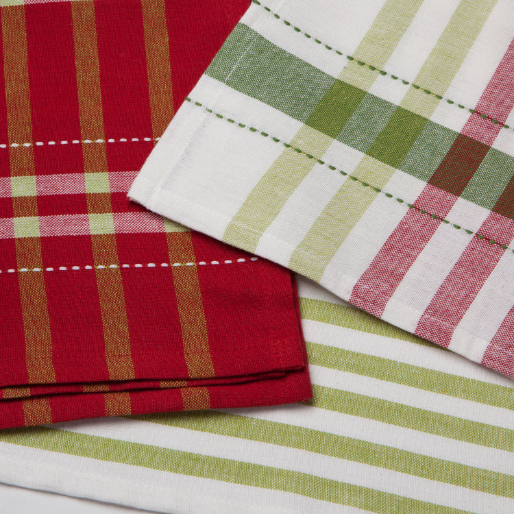 Holiday Cheer Check  Dishtowels Set of 3