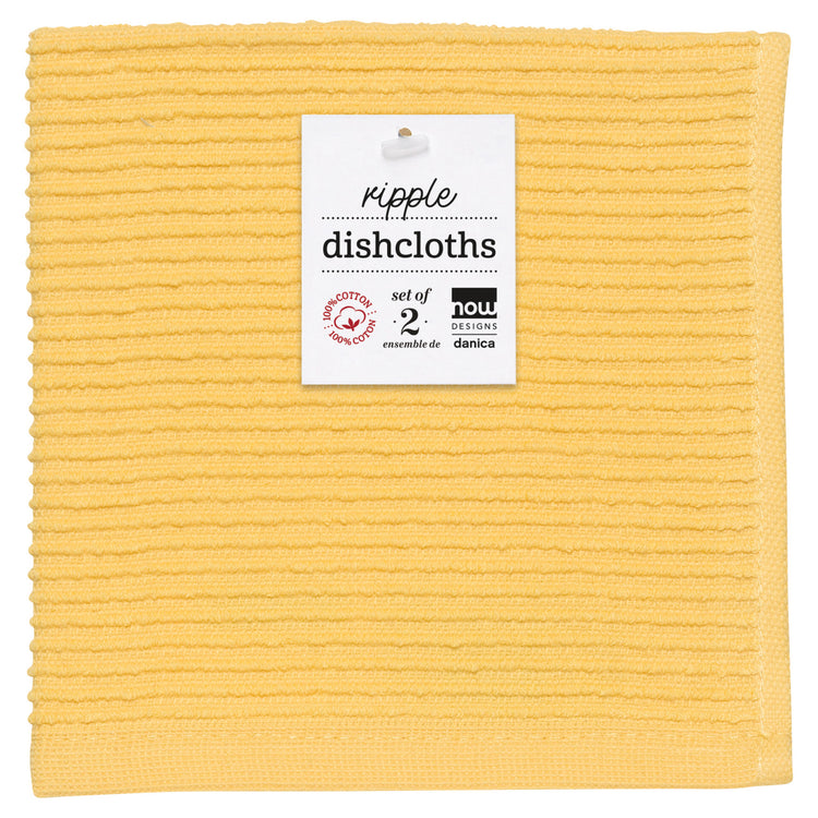Ripple Lemon Yellow Dishcloths Set of 2