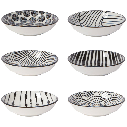Bits and Dots Black and White Pinch Bowls Set of 6