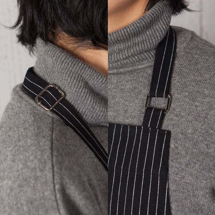 Black Pinstripe Chef's Apron