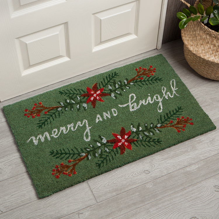 Poinsettia Coir Fiber Doormat