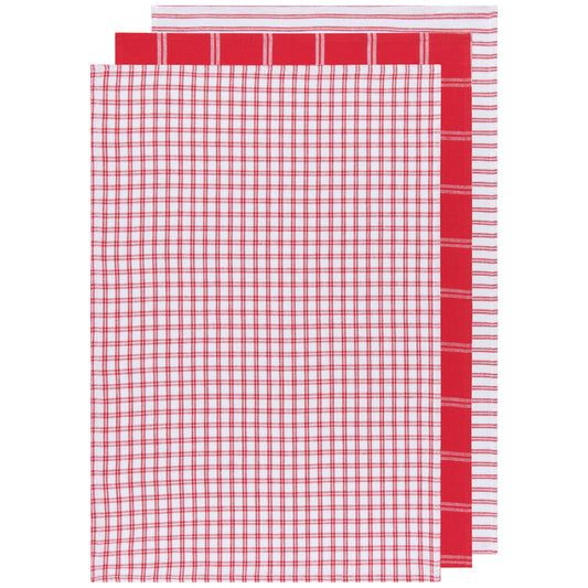 Tic Tac Toe Red Dishtowels Set of 3