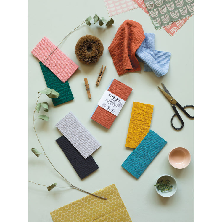 Rust and Sky Blue Dishcloths Set of 2