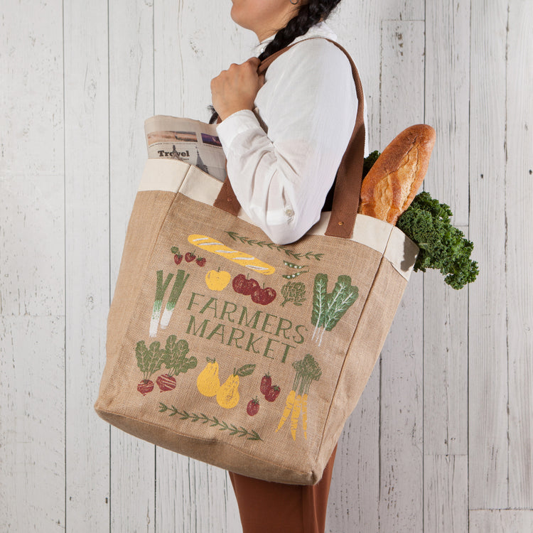 Farmers Market Shopping Tote Laminated Lining