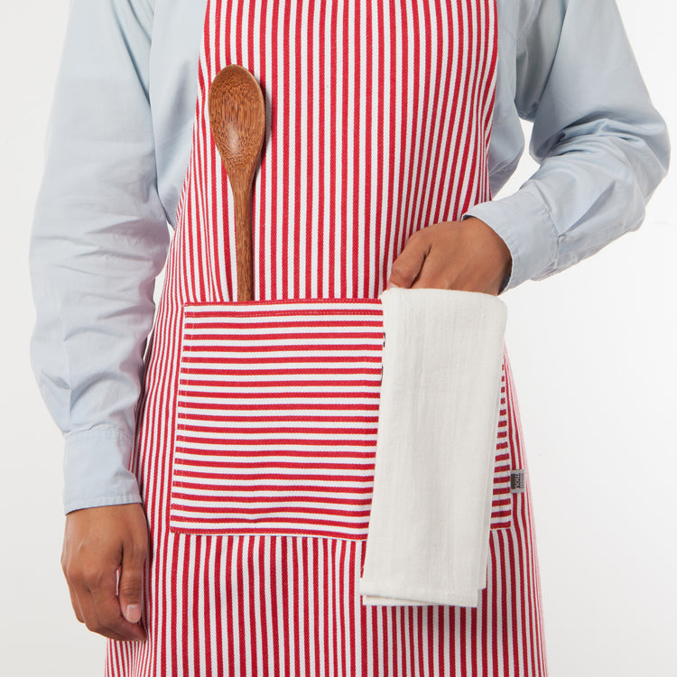 Narrow Red  Stripe Chef's Apron