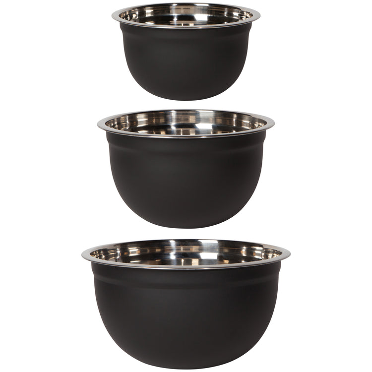 Matte Steel Black Mixing Bowls Set of 3