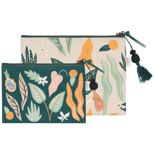 Paradise Foliage Zipper Pouches Set of 2