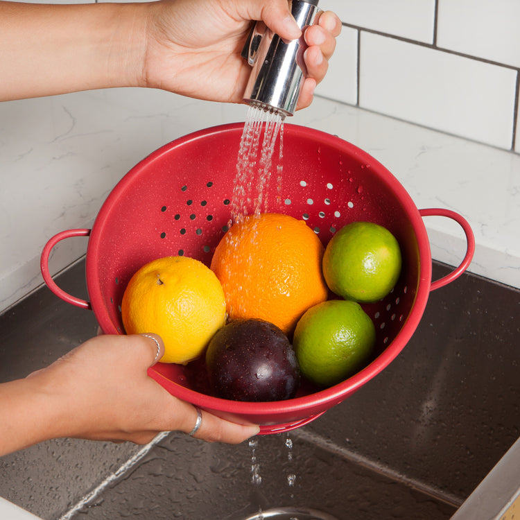 Matte Steel Carmine Red Colander Large