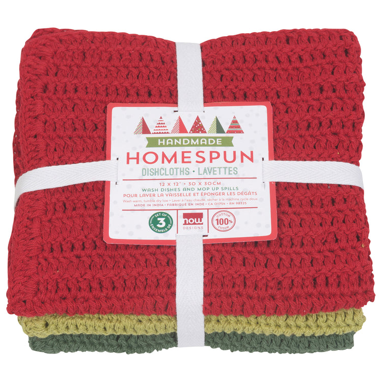 Homespun Holiday Dishcloths Set of 3