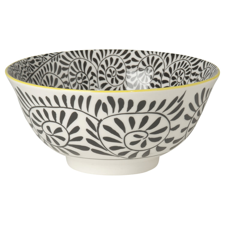 Black Vines Stamped Bowl 6 inch