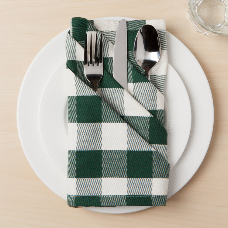 Recycled Cotton 2nd Spin Green Buffalo Check Napkins Set/4