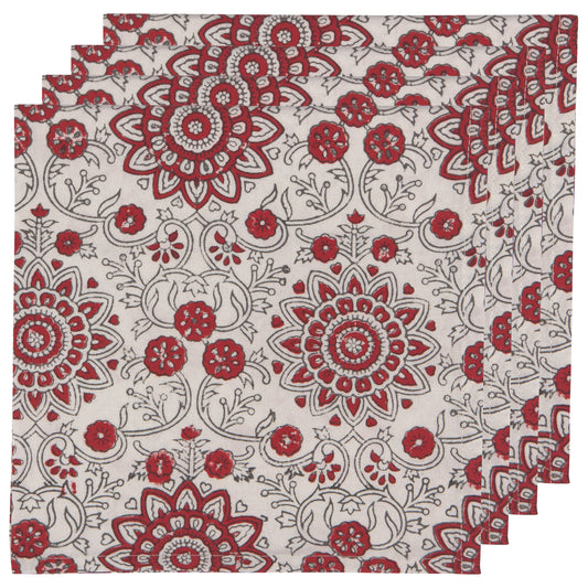 Passionflower Block Print Napkins Set of 4