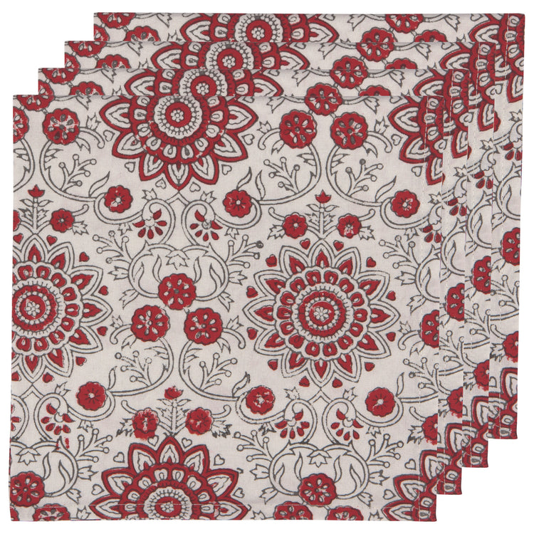 Passionflower Block Print Napkins Set of 4