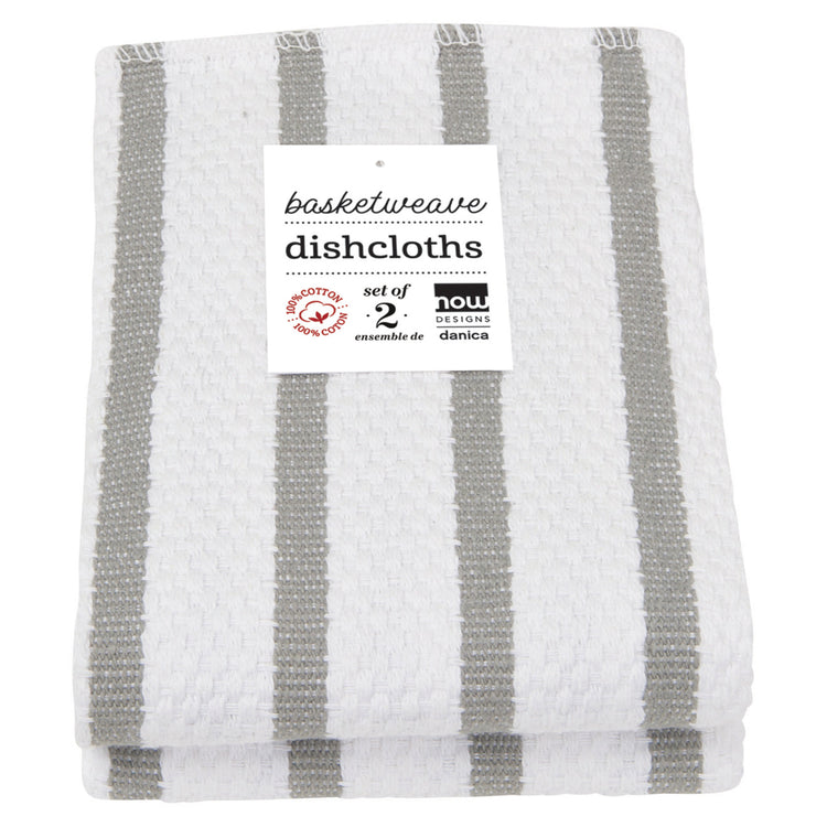 Basketweave London Gray Dishcloths Set of 2