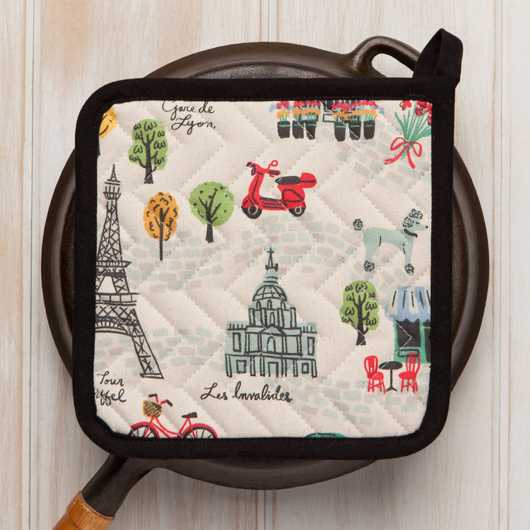 Meet Me In Paris Cotton Quilted Pot Holder