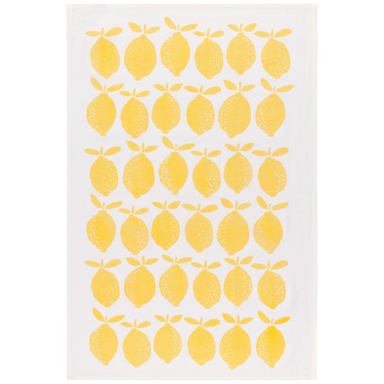 Lemon Print Yellow Floursack Dishtowels Set of 2
