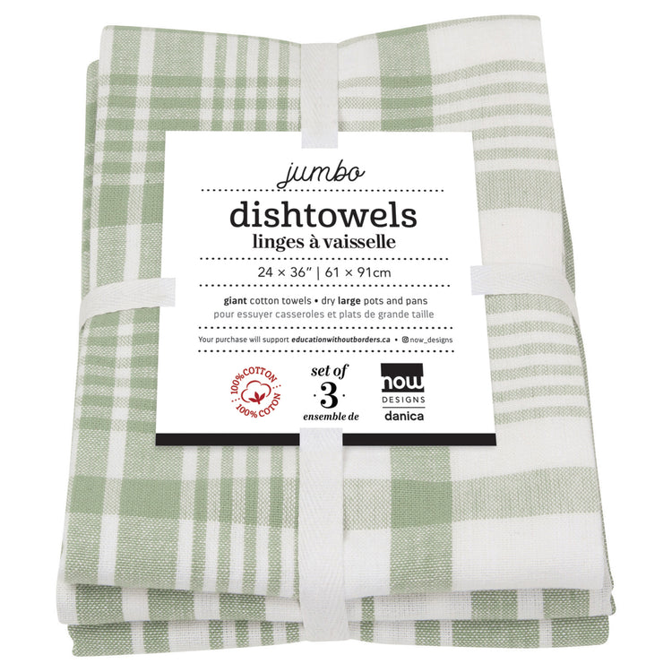 Jumbo Sage Green Dishtowels Set of 3