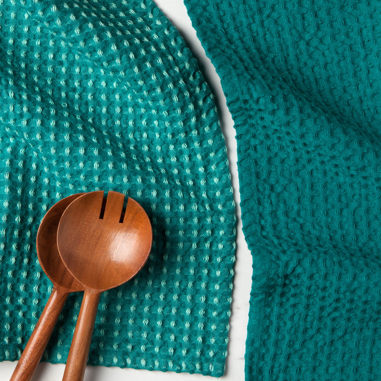 Second Spin Teal Waffle Dishtowel Set of 2