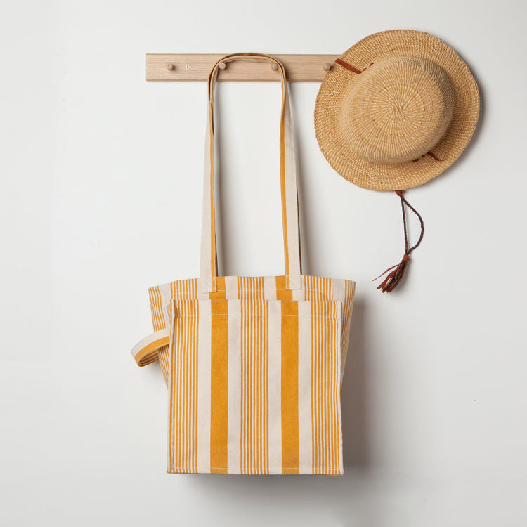 Ochre Stripe Shopping Tote