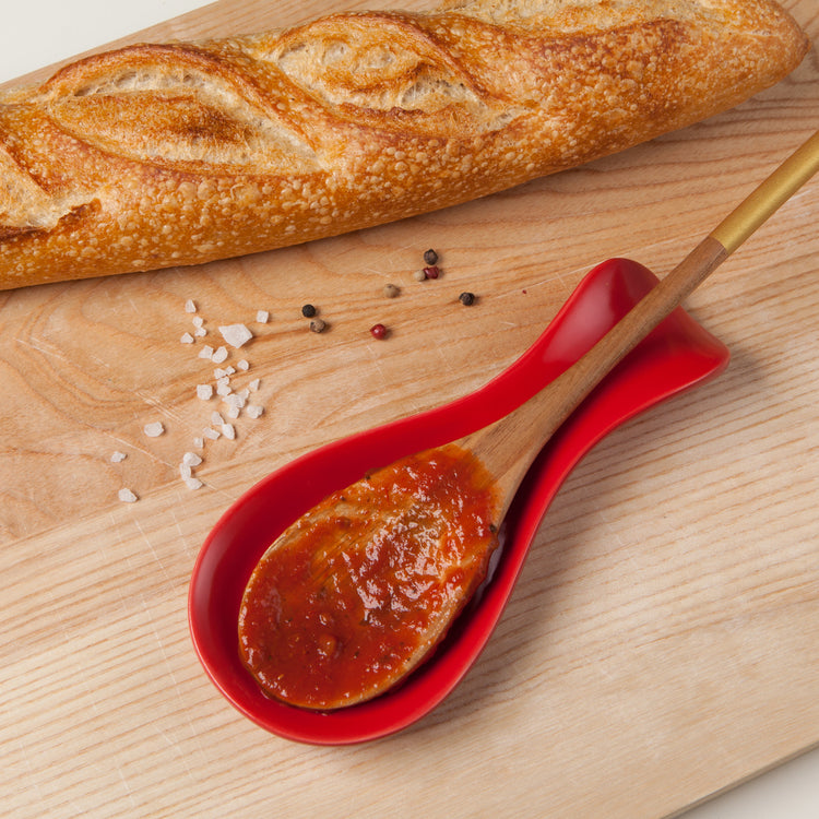 Red Stoneware Spoon Rest