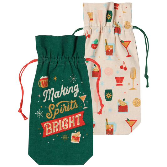 Spirits Bright Christmas Christmas Wine Bags Set of 2