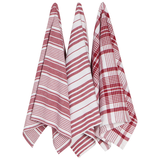 Jumbo Carmine Red Dishtowels Set of 3