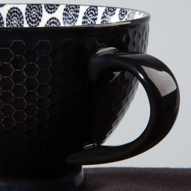 Black Stamped Latte Mug 14 oz