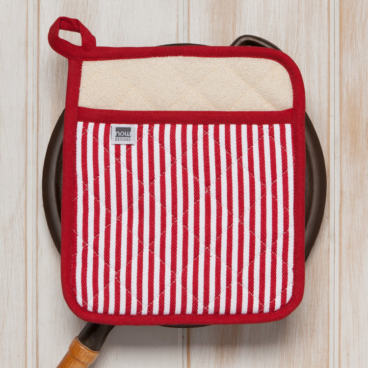 Superior Red Narrow Stripe Pocket Potholder